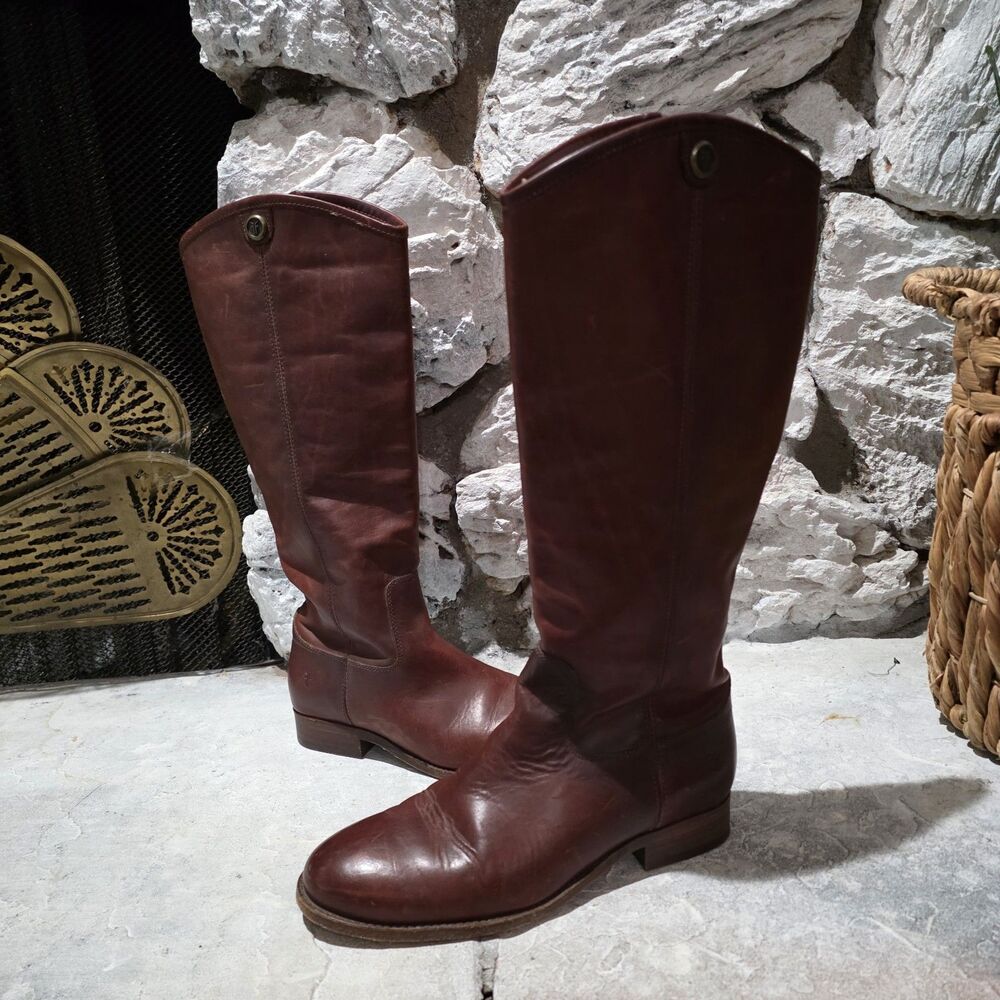 FRYE Melissa Brown Button Boots Size 8B, Women's Leather Equestrian Western